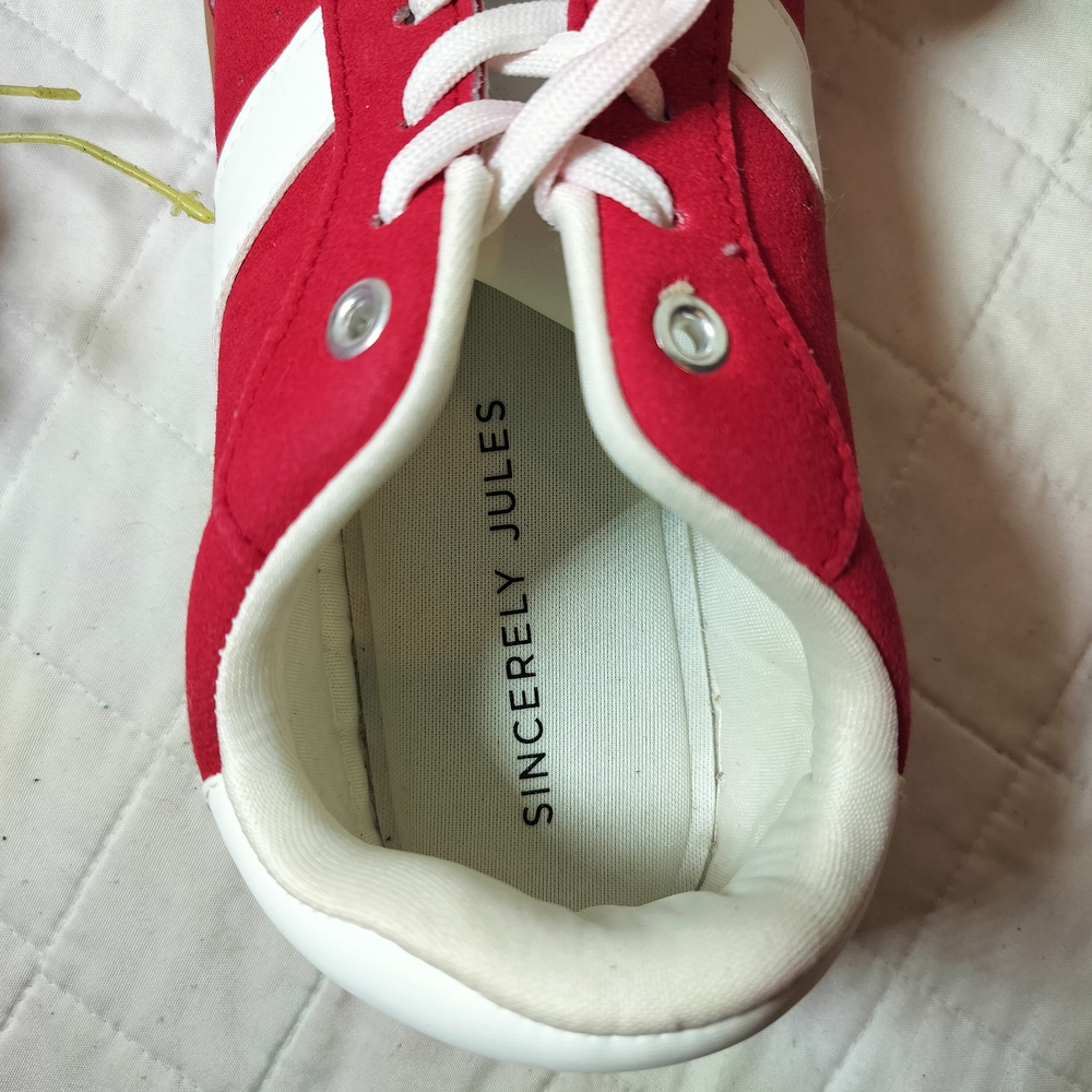 Sincerely Jules Red and White Women's Sneakers - Picture 5 of 5
